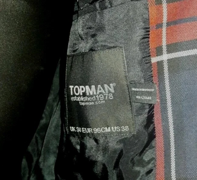 Blazer/abrigo deportivo TOPMAN tartán a cuadros, ajustado, 38L Foto 3 de 4