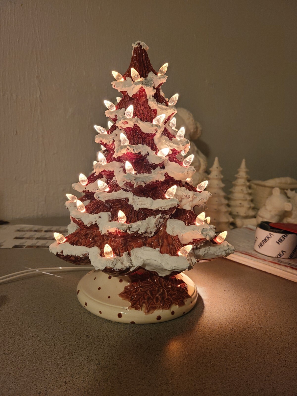 Pink Ceramic Light Up Christmas Tree eBay