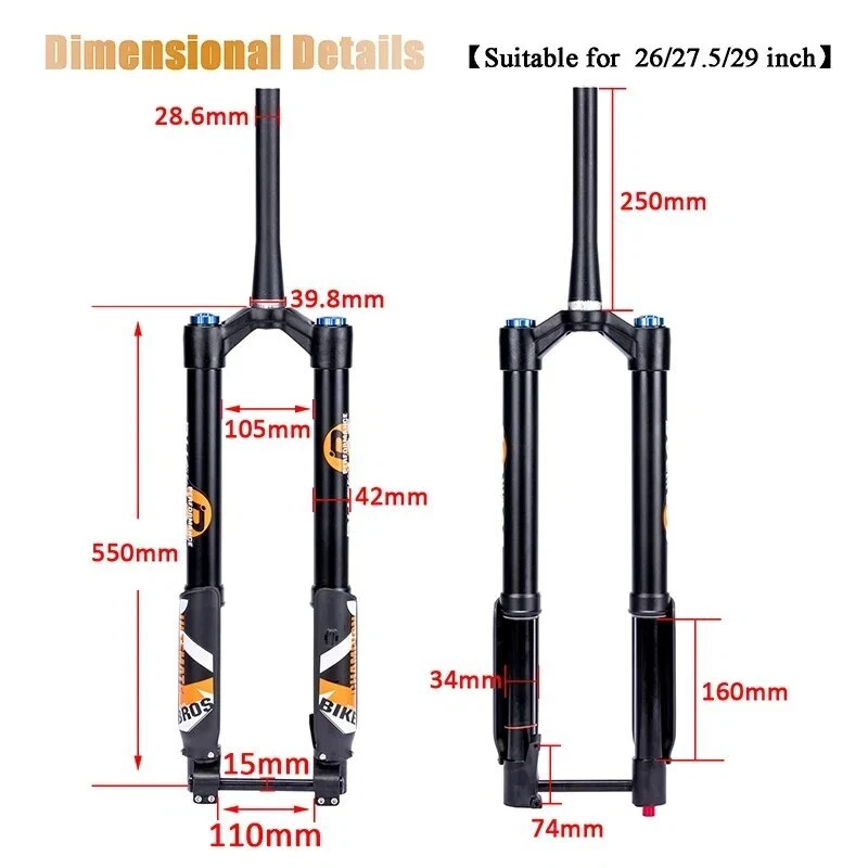 29Inch Inverted Air Suspension Fork Travel 140mm 15*110mm Boost Disc Brake - Image 3 of 4