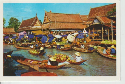 BANGKOK, THAILAND - FARBPOSTKARTE SCHWIMMENDER MARKT