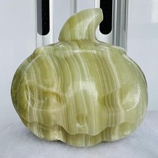Natural Polished Afghan Jade Pumpkin Head Carving Crystal Mineral Healing 484G