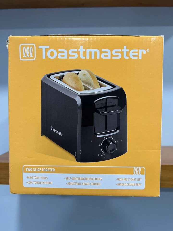 Tostadora TOASTMASTER NUEVA EN CAJA 2 rebanadas ranura ancha Cool Touch negra NUEVA falta UPC Foto 2 de 4