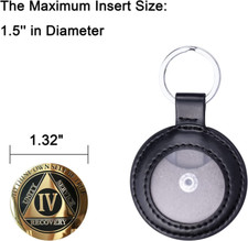 PU Leather Coin Holder Keychain for AA Medallion, Standard Challenge Coin