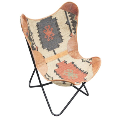 Schmetterlingssessel - Butterfly Chair KELIM mit Echtleder