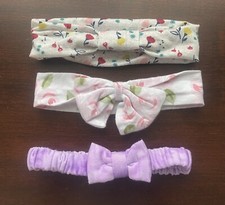 Lot Of 3 Baby Girl 0-6 Months Headbands Bows