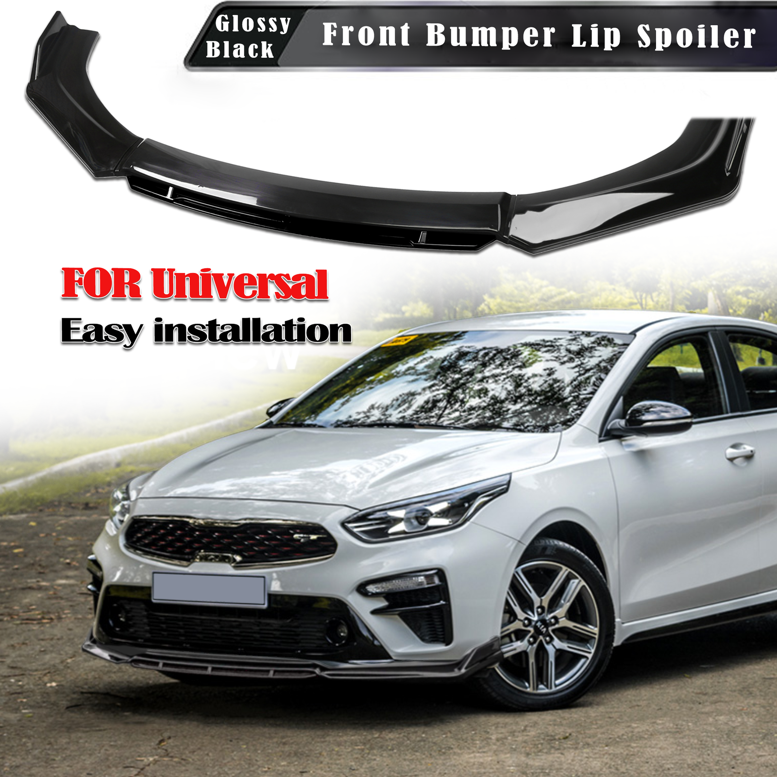 For Kia Forte Universal Front Bumper Lip Spoiler Splitter Diffuser Black