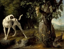 Alexandre Francois Desportes - Landscape with a Dog and Partridges