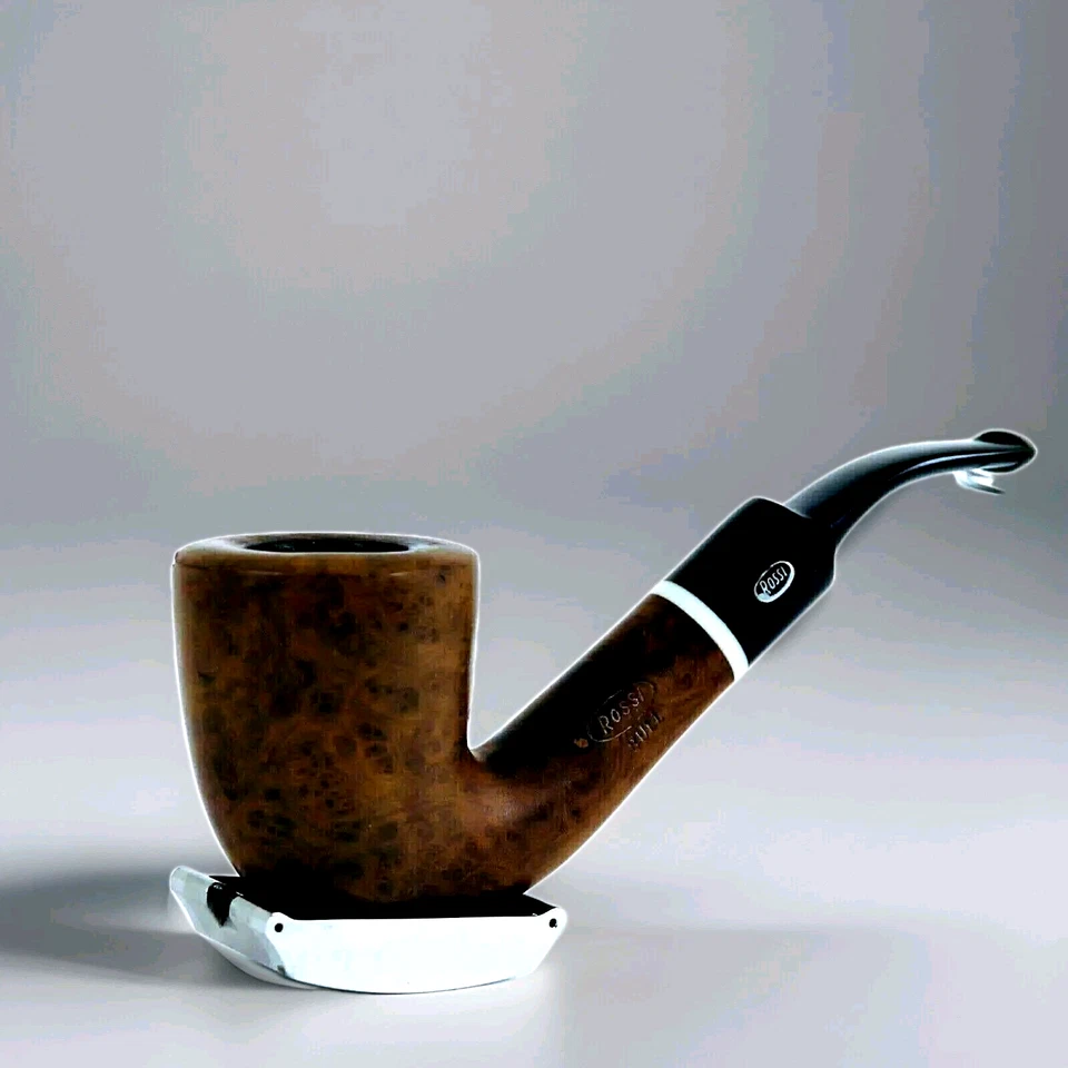 Rossi by Savinelli Curved Pipe "BULL" Saddle Stem Bent Bulldog Briar Smoked - Image 2 of 4