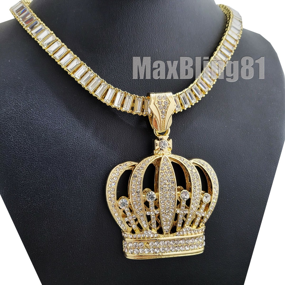 ミュージシャン CROWN NECKLACE GOLD Hip Hop Gold KING CROWN Pendant & 18