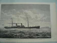 Das Seedampfschiff Cuxhaven, anno 1870, Holzstich, Helgoland --