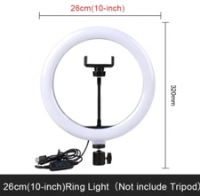 New 10-Inch Selfie LED Ring Light with Tripod Stand, 3 Phone Holders, Ring Light