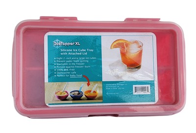 IceTopper XL 8 Large Cube Silicone Tray with Lid  Easy Release Stackable