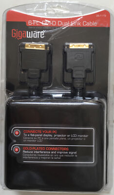 GIGAWARE 6-ft. DVI-D Dual Link Cable Connect ToDVI-D OrDVI Jacks Of a PC   11