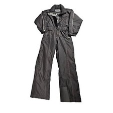 Vtg 80s 90s Retro Ski Suit Ladies 4 Petite Fera Skiwear Black With Silver Toned