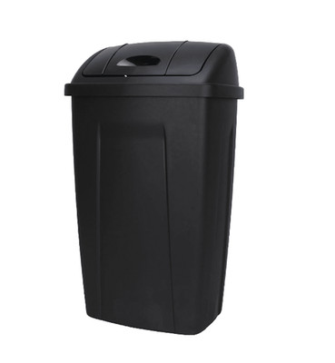 Kitchen Trash Can 13 Gallon Plastic Garbage Bin W/ Swing Top Lid Black