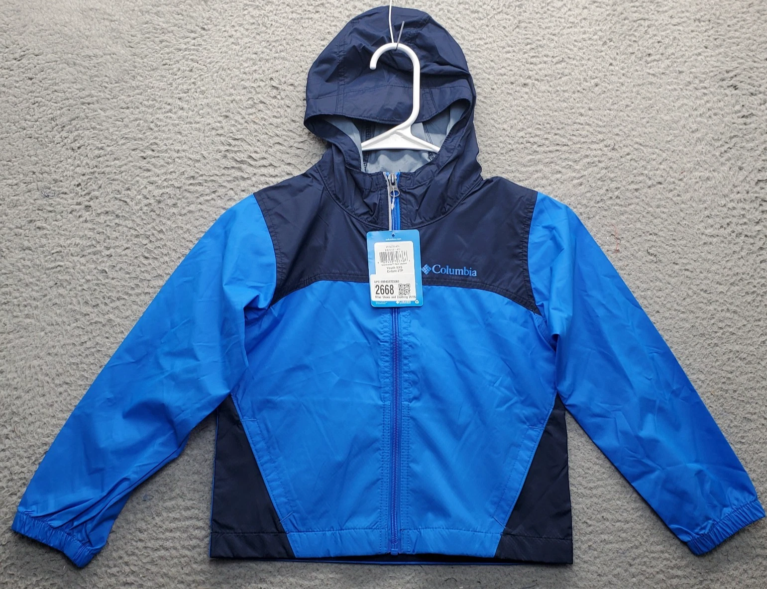 Columbia Windbreaker Jacket Youth 2XS Multi Nylon Long Sleeve Hooded Full Zip