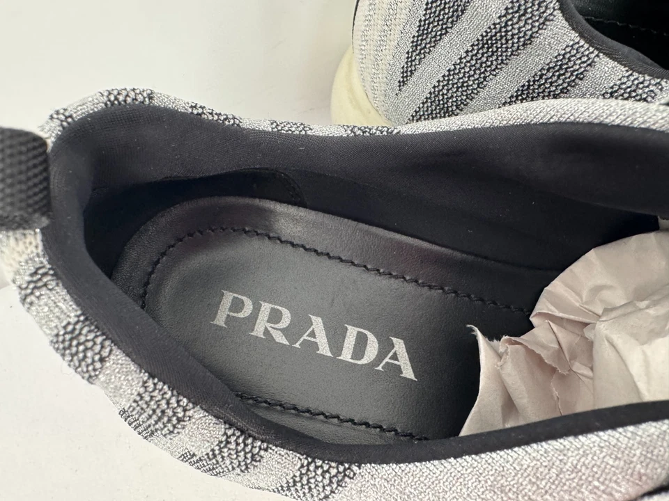 Prada Italia Metálico Plateado Negro Cloudbust Tenis Zapatos Mujer Talla 38.5 Foto 4 de 4