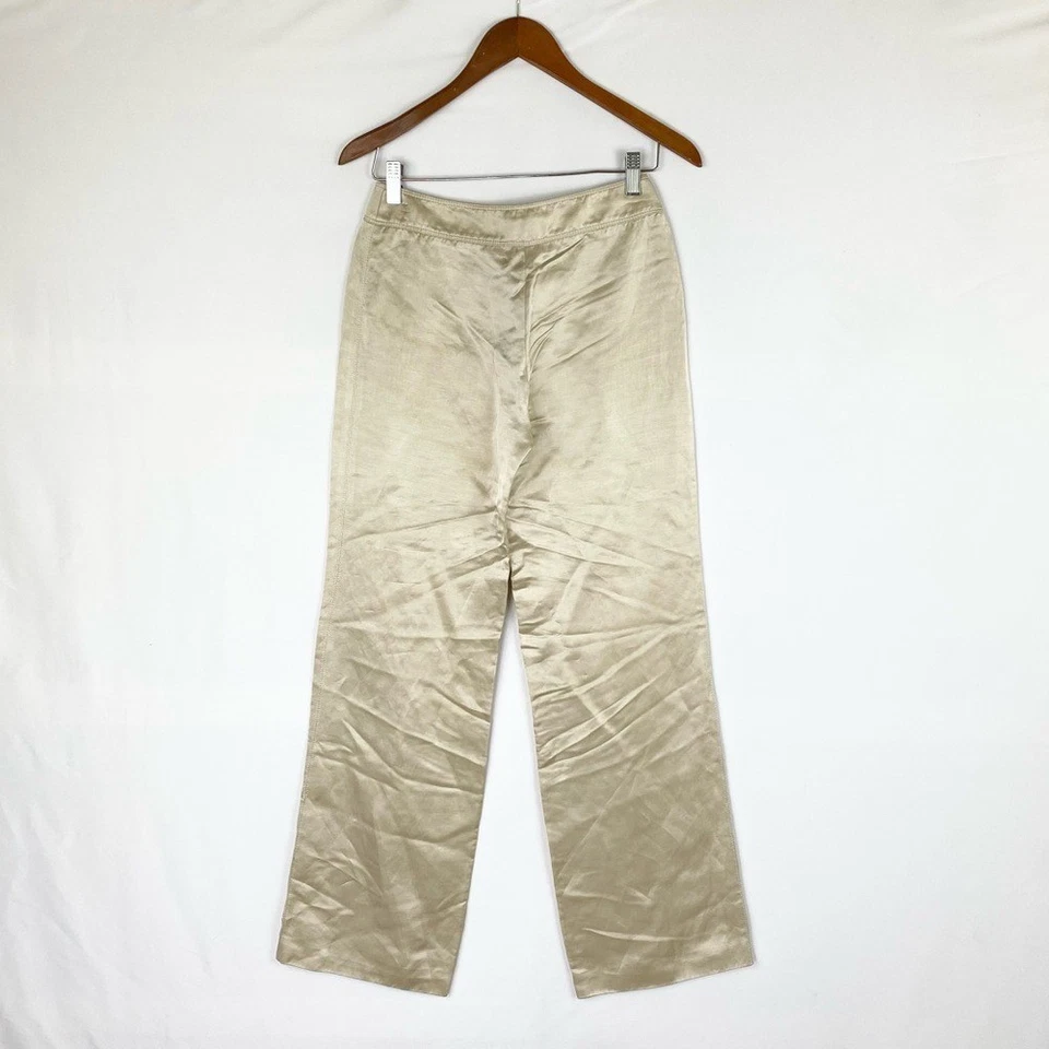 Pantalones de Colección Jean Paul Gaultier Satén Pierna Ancha Tiro Medio Crema Botón Foto 3 de 4