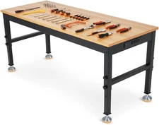 Multifunctional Work Bench Adjustable Height Workbench W/ Built-in Power Outlets