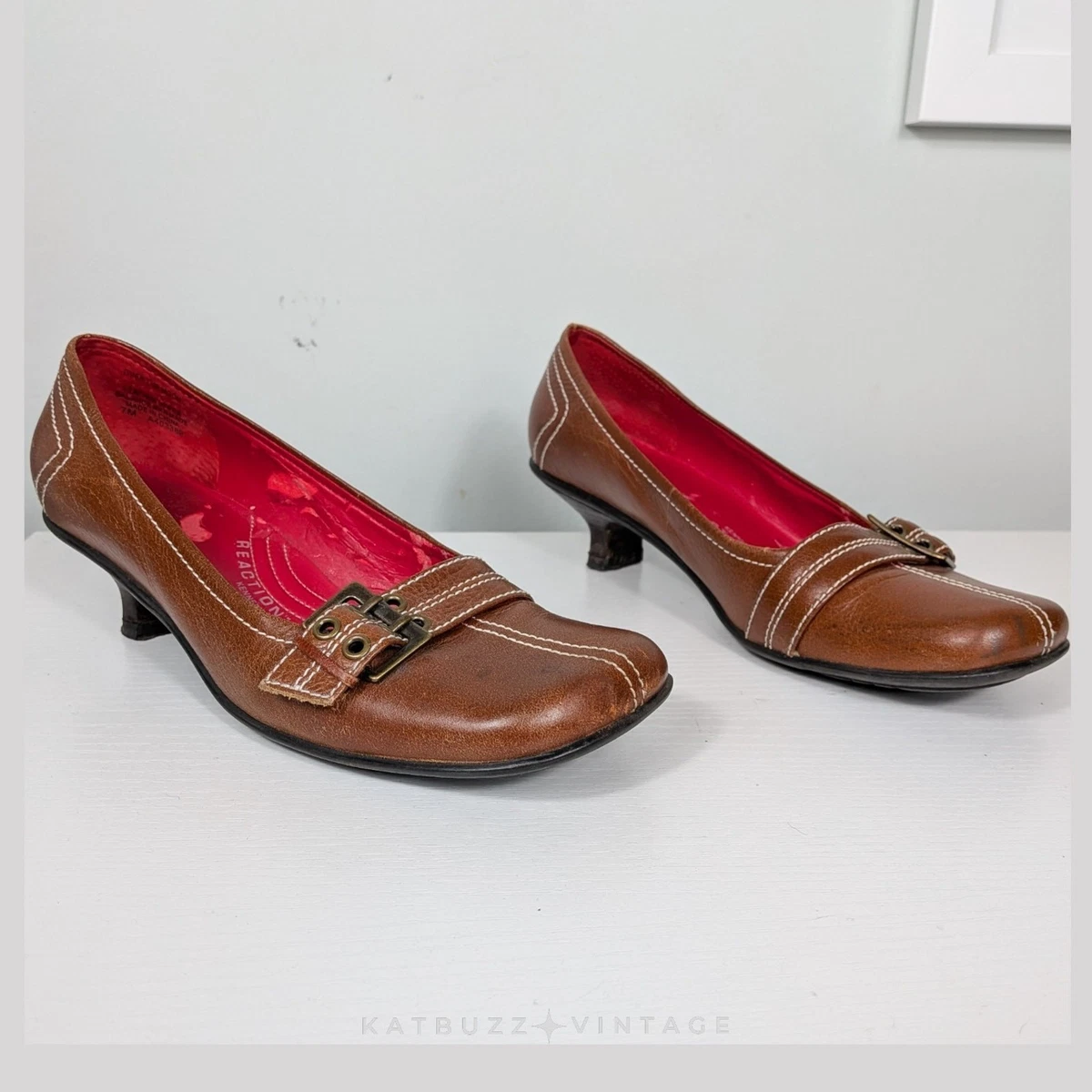Talons Kenneth Cole Reaction En Cuir Marron - Taille 8.5 US, Hauteur 4.5 Pouces, Occasion