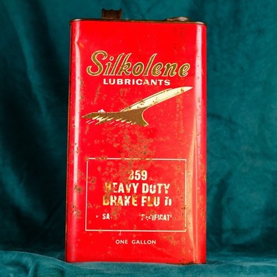 Vintage seltene Silkolene Heavy Duty Bremsflüssigkeit Dose. 60er-70er Jahre leer intakt