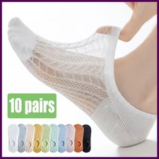 10 Pairs Invisible Mesh Women's Socks Hollow Non-slip Invisible Boat Socks Comfy