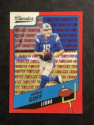 2021 Panini Classics Jared Goff #41 Timeless Tributes Red #67/75 Detroit Lions