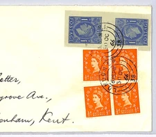 GB KGVI STO 1d Blue Stationery *TETE-BECHE PAIR* Cover MIXED REIGNS 1966 XG247