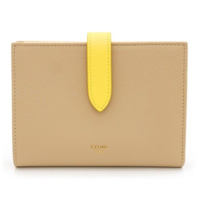 Good Condition CELINE Folded Wallet Medium Strap Wallet 10B643BRU.03NR Nude Citr