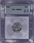 1951 Roosevelt Dime 10C ICG MS66+ Beautiful Color!