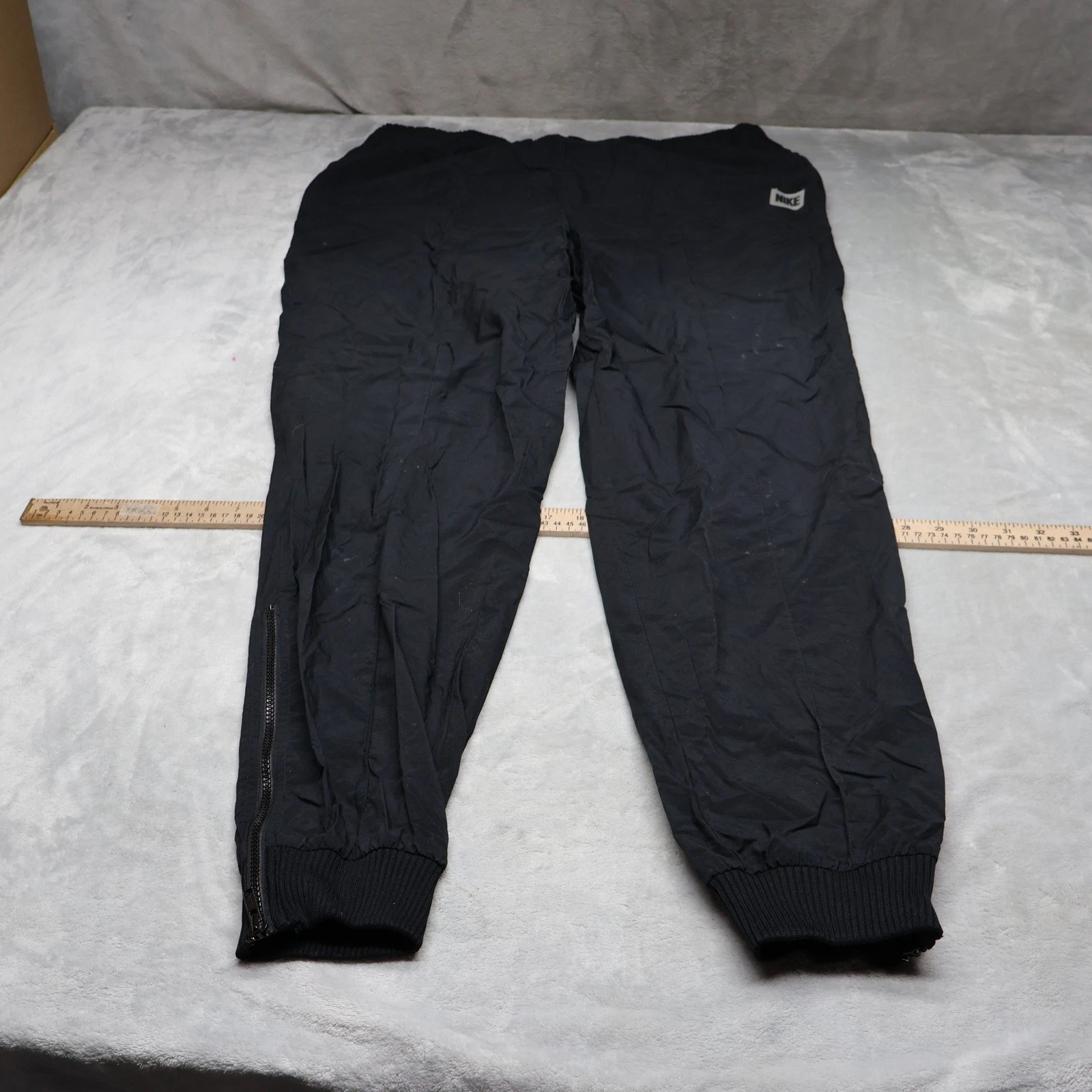 Nike Pants Mens XL Black Track Wind Rain Windbreaker Athletic Joggers 36x35 VTG