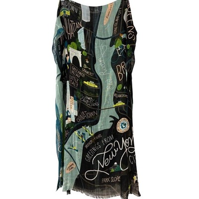 Spartina 449 NYC Map Print Scarf Lightweight Viscose Blend New York City Wrap