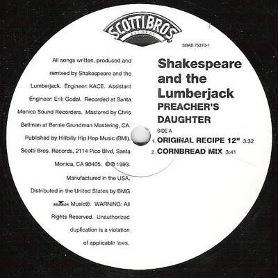 Shakespeare And The Lumberjack Preachers Daughter Vinyl Single 12inch