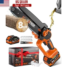 8 Inch Cordless Mini Chainsaw 800W Handheld Electric Tree Trimmer Tool Free New