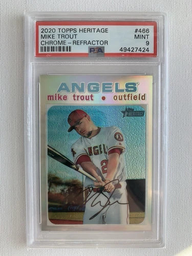 2020 Topps Heritage Chrome- Mike Trout Refractor #532/571 PSA 9