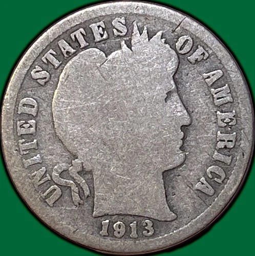 1913-S Barber Dime Almost Good AG Coin #35520
