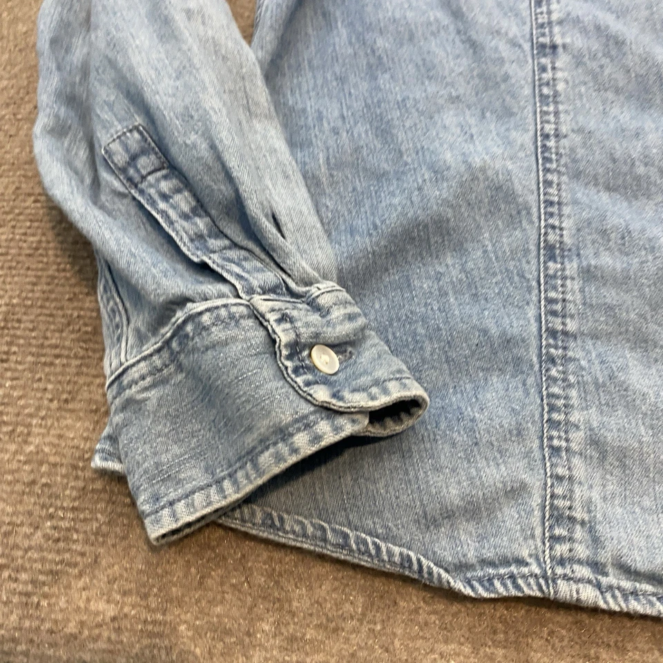 Talbots Petite Denim Chambray Button-Up Shirt Womens 14P Long Sleeve Casual - Image 3 of 4