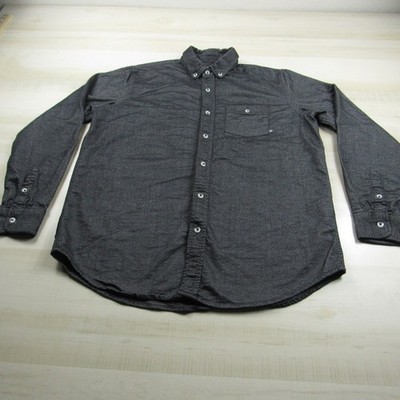 Free Fly Shirt Mens Medium Gray Black Button Up Cotton Performance Bamboo Casual