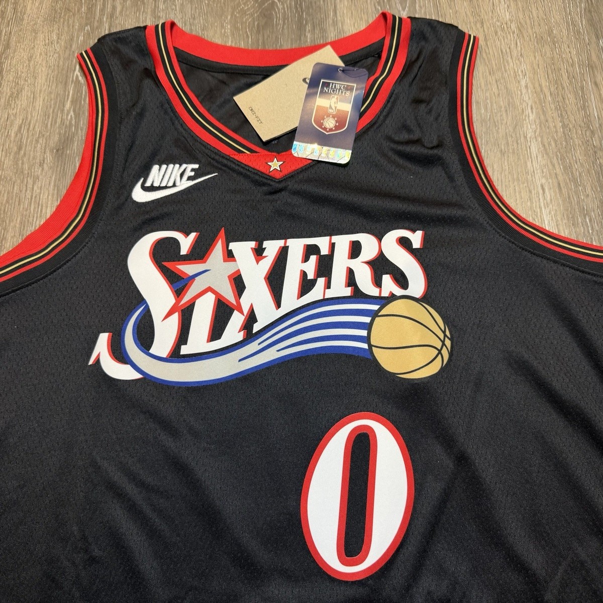 Nike Tyrese Maxey Philadelphia 76ers Swingman Jersey Black Retro 