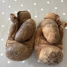 Vintage Brown Leather Frank Bryan Boxing Gloves VERY OLD RARE Army & Navy SW1 