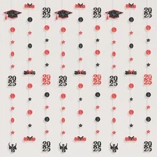 Glitter Graduation Garland Class of 2025 No DIY Red and Black for Party