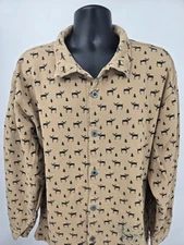 True Grit Flannel VTG Shirt XL Beige Button Up Deer Made In USA 100% Cotton