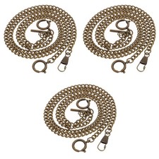 3 Pack Bronze Watch Accessory Vintage Men Metal Pendant Pocket Fob Chain