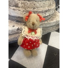 Vintage GANz cottage collectibles Miniature Jointed Teddy Bear signed lynda 2.5"