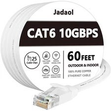 Jadaol Cat 6 Ethernet Cable 60 Ft, Outdoor & Indoor 10Gbps Support Cat8 Cat7 Net