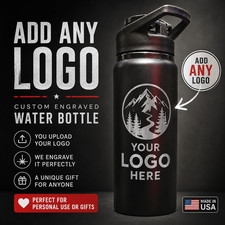 Personalized Laser Engraved Water Bottle Add Your Own Logo Custom Stainless