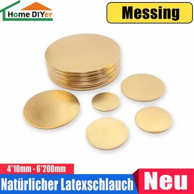HOME DIYER Messing Scheiben Rund Platte Stärke 4-6mm Metall Messingronde Ronde Ø10-300mm