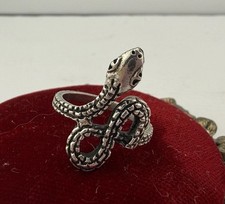 Sterling Silver Snake Ring 925 Size 7.75 Serpent Wrap Gothic Statement
