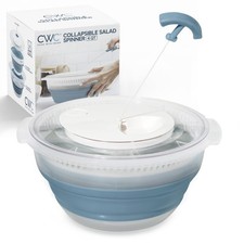 COOK WITH COLOR Collapsible Salad Spinner - 4 QT Space Saving Lettuce Dryer Blue