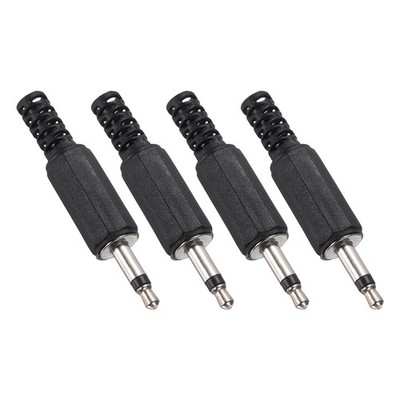 4Pcs 1/8'' 3.5mm TS Audio Male Mono Jack 1 Pole, Black